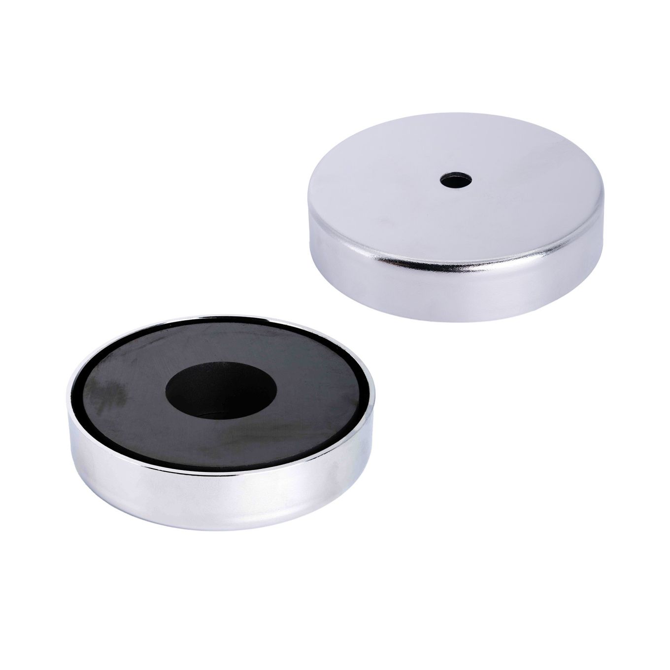 100mm dia x 22mm thick x 11mm hole Ferrite Pot Magnet  - 68kg Pull