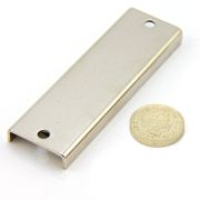 76 x 24 x 6.35mm thick (x 4mm hole) Ferrite Channel Magnet - 10kg Pull