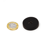 31mm dia x 6mm thick Rubber Coated N42 Neodymium "2 Pole" Pot Magnet