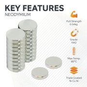 6mm dia x 1.5mm thick N42 Neodymium Magnet c/w Dimple on North - 0.54kg Pull