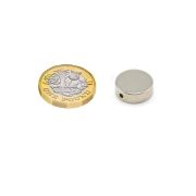15mm dia x 5mm thick N42 Neodymium Magnet with 2mm Diameter Hole - 4.1kg Pull