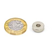 12mm O.D. x 4mm I.D. 4mm thick N42 Neodymium Magnets - 2.5kg Pull