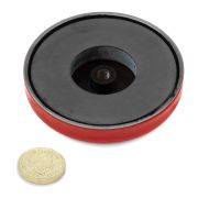 76mm dia x 12.5mm thick Ferrite Limpet Pot Magnet c/w M6 threaded hole - 33kg Pull