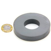 72mm O.D x 30mm I.D x 12mm thick Y30BH Ferrite Ring Magnet - 6.4kg Pull