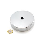 100mm dia x 22mm thick x 11mm hole Ferrite Pot Magnet  - 68kg Pull