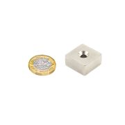 30 x 30 x 15mm thick x 6.5mm c/s N42 Neodymium Magnet - 30kg Pull