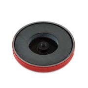 66mm dia x 11mm thick Ferrite Limpet Pot Magnet c/w M6 threaded hole - 25kg Pull