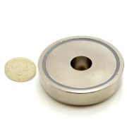 60mm dia x 14.5mm thick x 8mm c/bore N42 Neodymium Pot Magnet - 139kg Pull
