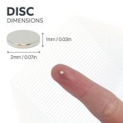 2mm dia x 1mm thick N42 Neodymium Magnet - 0.11kg Pull
