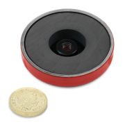 55mm dia x 11mm thick Ferrite Limpet Pot Magnet c/w M6 threaded hole - 31kg Pull