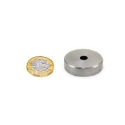 32mm dia Neodymium Pot Magnet - Stainless Steel & Rubber Coated - 34.7kg Pull