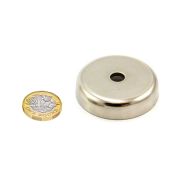 48mm dia x 11.5mm thick x 8mm c/bore N42 Neodymium Pot Magnet - 86kg Pull