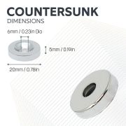 20mm dia x 5mm thick x 6mm c/s Neodymium Magnet - 7.1kg Pull