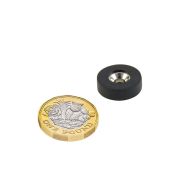 16.6mm dia x 5.1mm thick x 4.2mm c/sink Rubber Coated N42 Neodymium Magnet - 1.9kg Pull (North/South)
