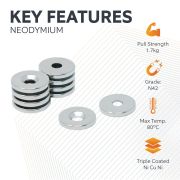 15mm dia x 2mm thick x 4.2mm c/sink Neodymium Magnet - 1.7kg Pull