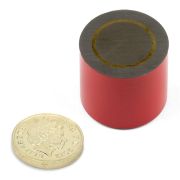 27mm dia x 25mm thick Alnico 5 Deep Pot Magnet c/w M6 threaded hole - 6kg Pull