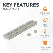 5mm dia x 2mm thick N35 Neodymium Magnet - 0.51kg Pull