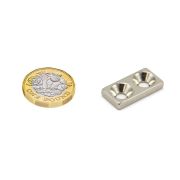 20 x 10 x 3mm thick x 3.5mm c/s N42 Neodymium Magnets - 4.2kg Pull
