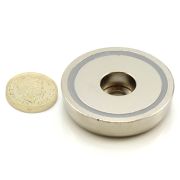 48mm dia x 11.5mm thick x 8mm c/bore N42 Neodymium Pot Magnet - 86kg Pull