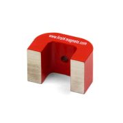 Small Red Alnico Horseshoe Magnet - 4.5kg Pull (30 x 20 x 20mm 4.5mm hole)