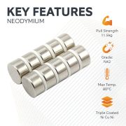 20mm dia x 10mm thick N42 Neodymium Magnet - 11.5kg Pull