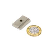 20 x 13.5 x 5mm thick Neodymium Channel Magnet w/ 3.3mm c/sunk hole - 8kg Pull